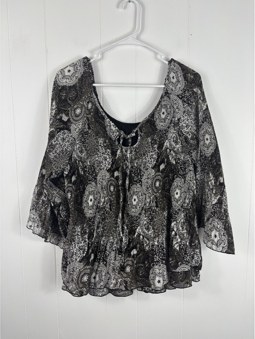 Larry Levine Womens 1X Artsy Abstract Flowy Witchy Fairy Grunge Dark Long Sleeve